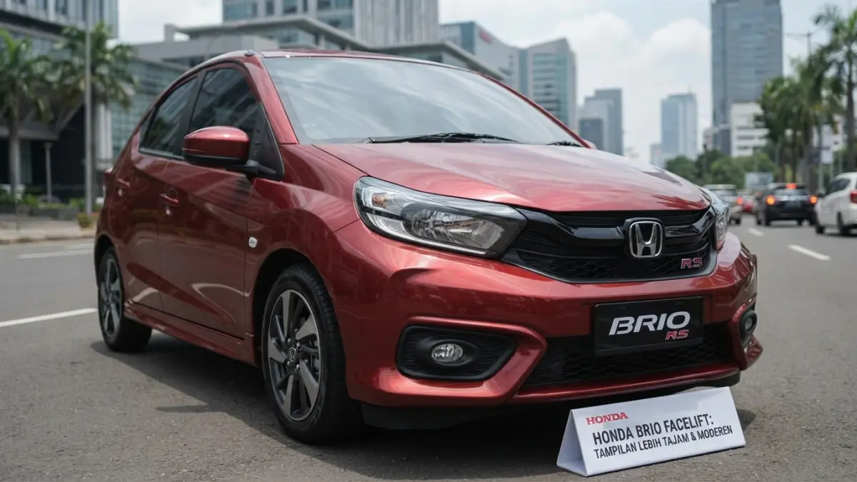 Honda Brio facelift diprediksi membawa wajah lebih tajam, kabin modern, konektivitas digital, dan penyegaran karakter RS. (Gemini AI)