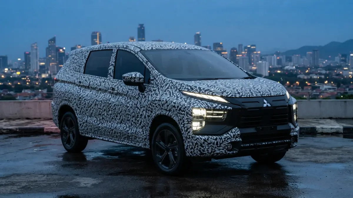 Mitsubishi Xpander 2027 disebut berpotensi hadir dengan Dynamic Shield baru, teknologi hybrid, fitur modern, dan pembaruan powertrain. (Gemini AI)