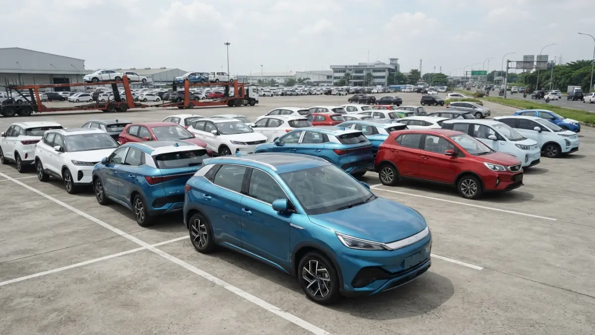 Mobil listrik terlaris Juli 2026 mengalami perubahan besar. BYD Atto 1 menjadi jawara, disusul Jaecoo J5 EV dan Geely EX2. (Gemini AI)
