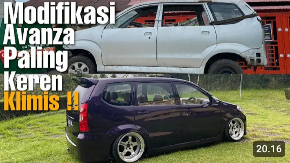 Modifikasi Toyota Avanza ini tampil ekstrem dengan cat ungu xirallic emas, air suspension, velg Work Meister ring 18, wide body dan interior mewah.