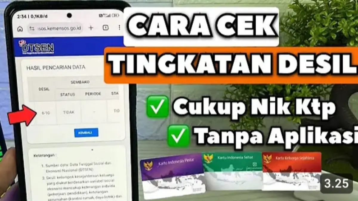 Cara cek desil bansos terbaru lewat HP cukup menggunakan NIK. Simak langkah pengecekan DTSEN dan arti desil 1 sampai 10 bagi penerima bansos.