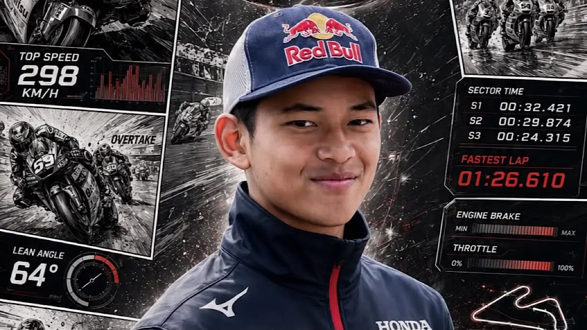 Foto Veda Ega Pratama bersama Maximo Quiles di lingkungan Aspar memicu rumor Moto3 2027. Benarkah Veda akan pindah tim?(pinterest)