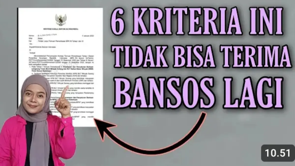 Kategori yang dilarang menerima bansos mencakup ASN, penerima bergaji di atas UMP/UMK, pemilik usaha, hingga penerima yang sudah meninggal.