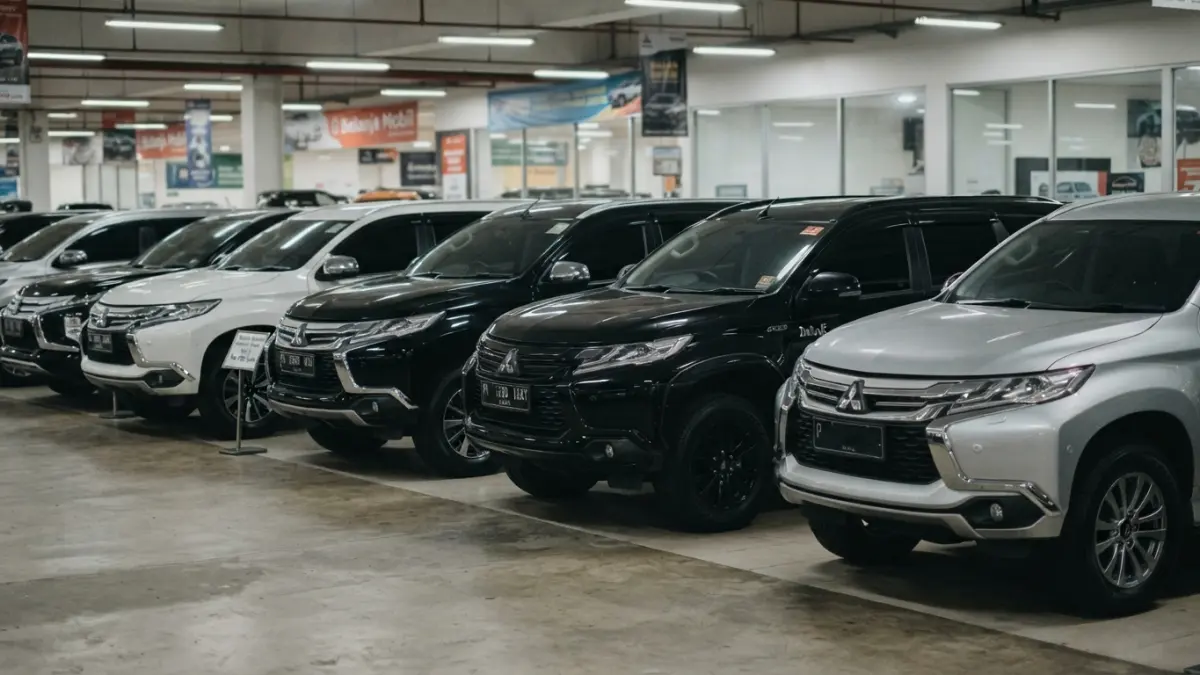 Pajero Sport bekas tersedia dalam banyak pilihan di Belanja Mobil. Ada Dakar Ultimate 4x2 dan 4x4 dengan harga mulai Rp380 juta. (Gemini AI)