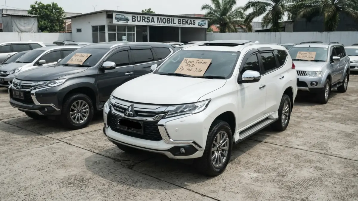Pajero Sport Dakar bekas mulai Rp249 juta. Ada pilihan tahun 2012, 2016 hingga 2020 dengan sunroof dan riwayat pemakaian. (Gemini AI)