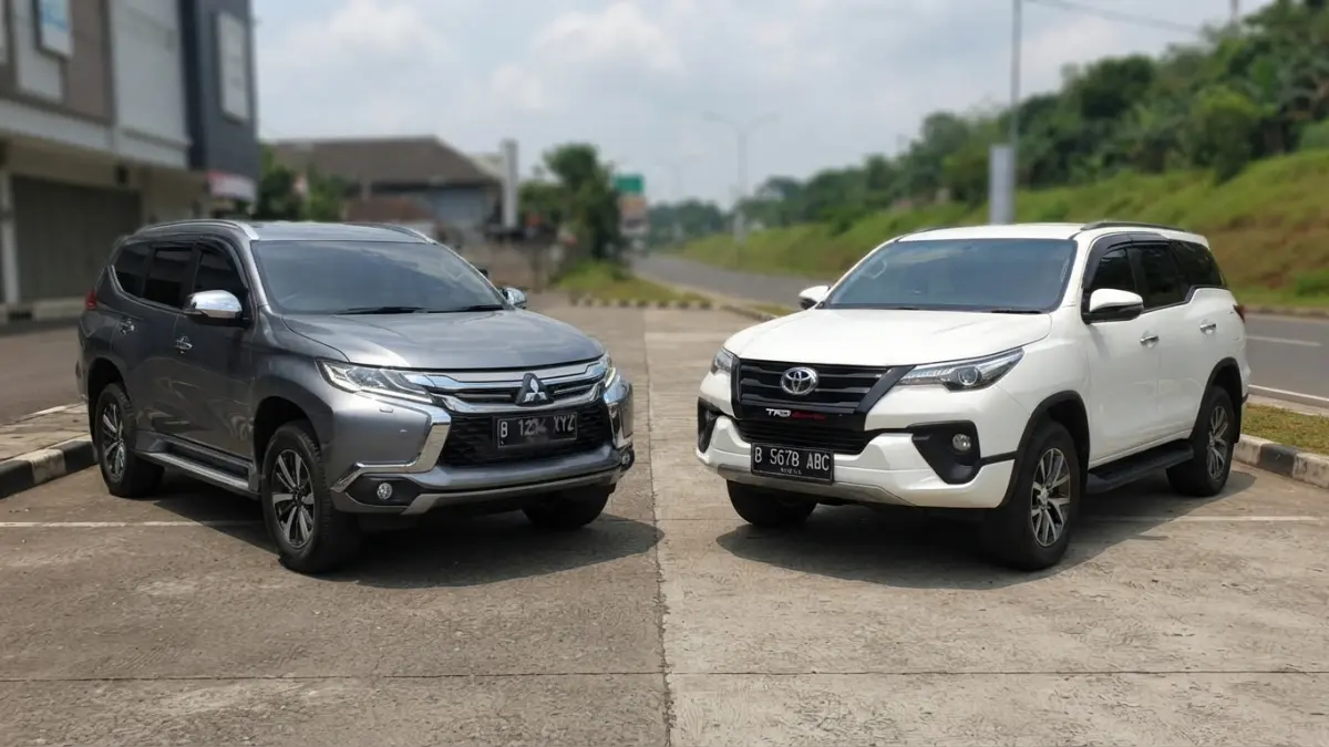 Pajero Sport vs Fortuner 2018 dibandingkan dari mesin, kenyamanan, fitur, konsumsi BBM hingga handling. Simak perbedaan karakter keduanya. (Gemini AI)