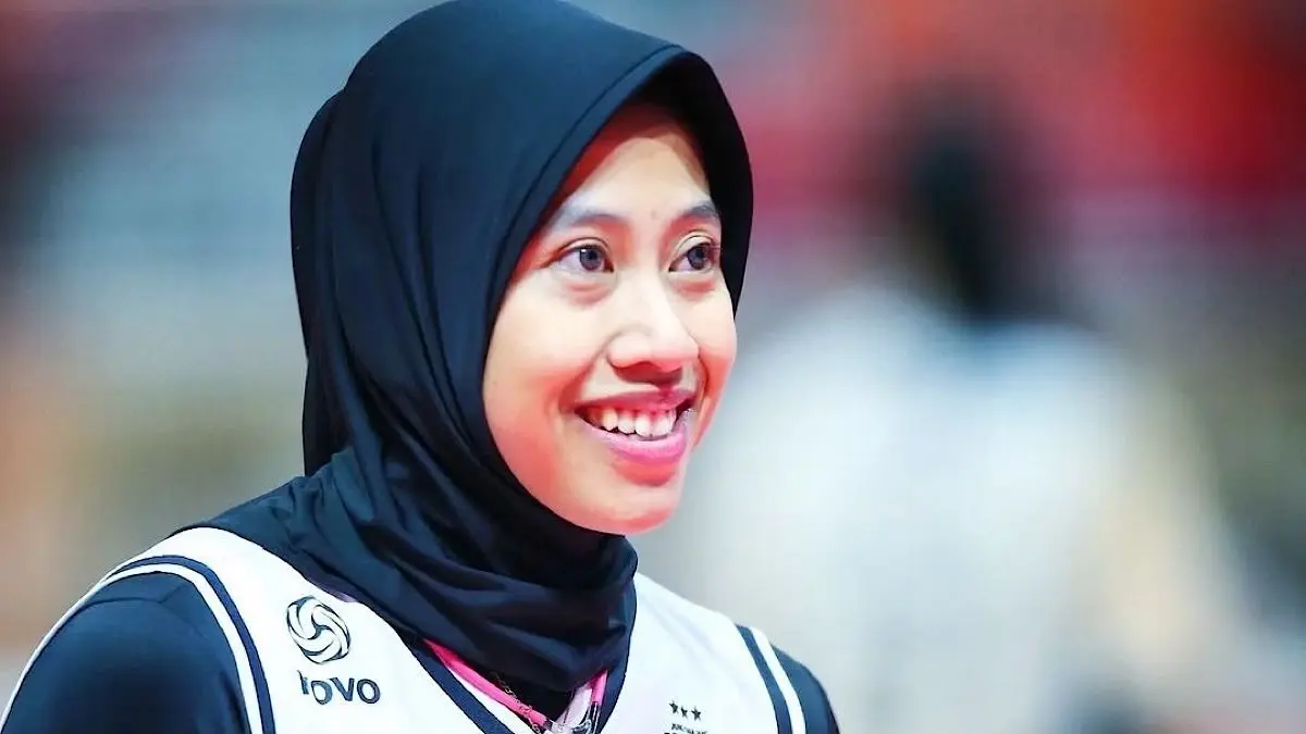 Megawati Hangestri menghadapi blok tiga pemain Jepang dengan variasi serangan saat Hyundai Hillstate menang 3-0.(pinterest)