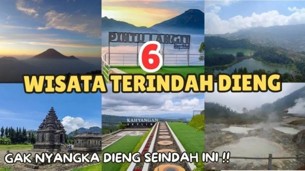 Wisata Dieng menawarkan Bukit Sikunir, Kawah Sikidang, Candi Arjuna, hingga Pintu Langit dengan panorama menakjubkan.
