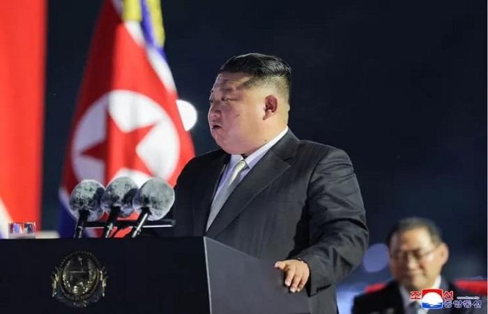 Kim Jong Un menyampaikan pidato peringatan 80 tahun Hari Pembebasan (18/8) kemarin.