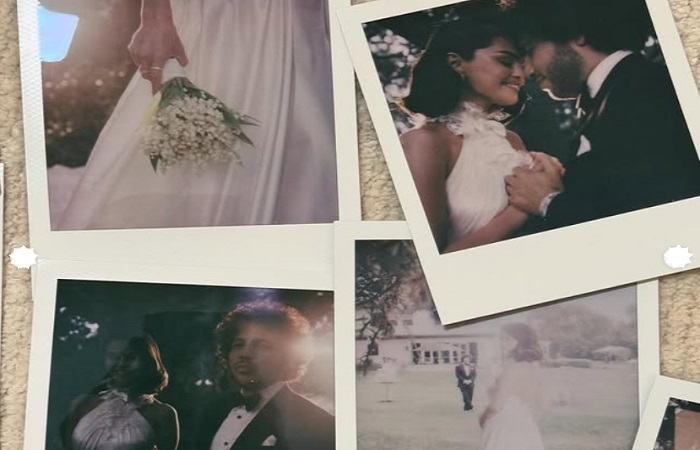 Potret mesra Selena Gomez dan Benny Blanco di hari pernikahan keduanya.