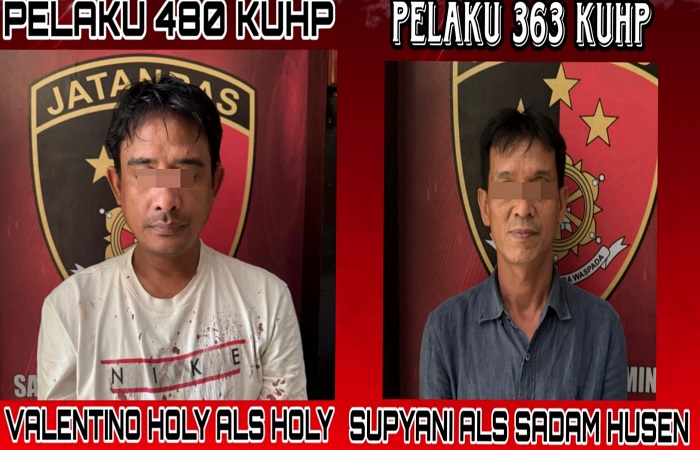 Tersangka Supyani alias Sadam Husein, 41, dan Valentino Holy alias Holy, 47, bdiamankan di Polres Badung karena mencuri.