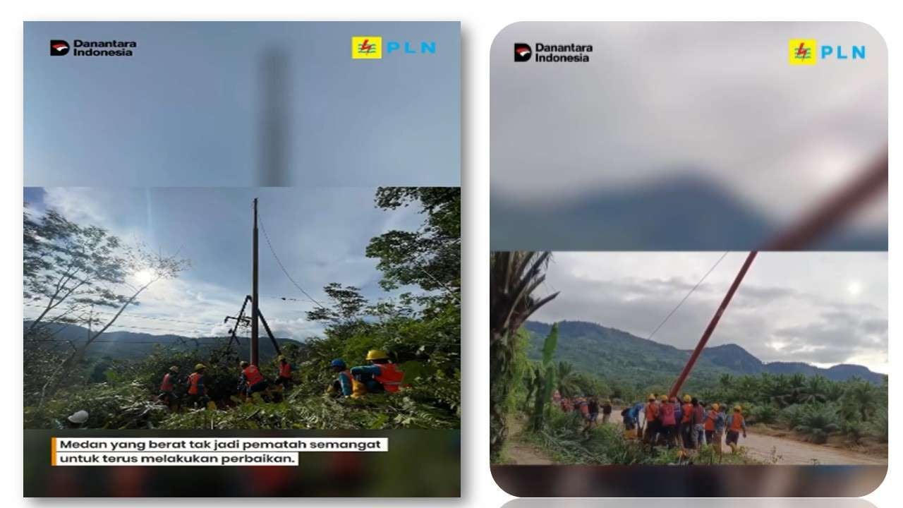 Perjuangan Petugas PLN di Lapangan memulihkan kembali kkses listrik di Aceh.