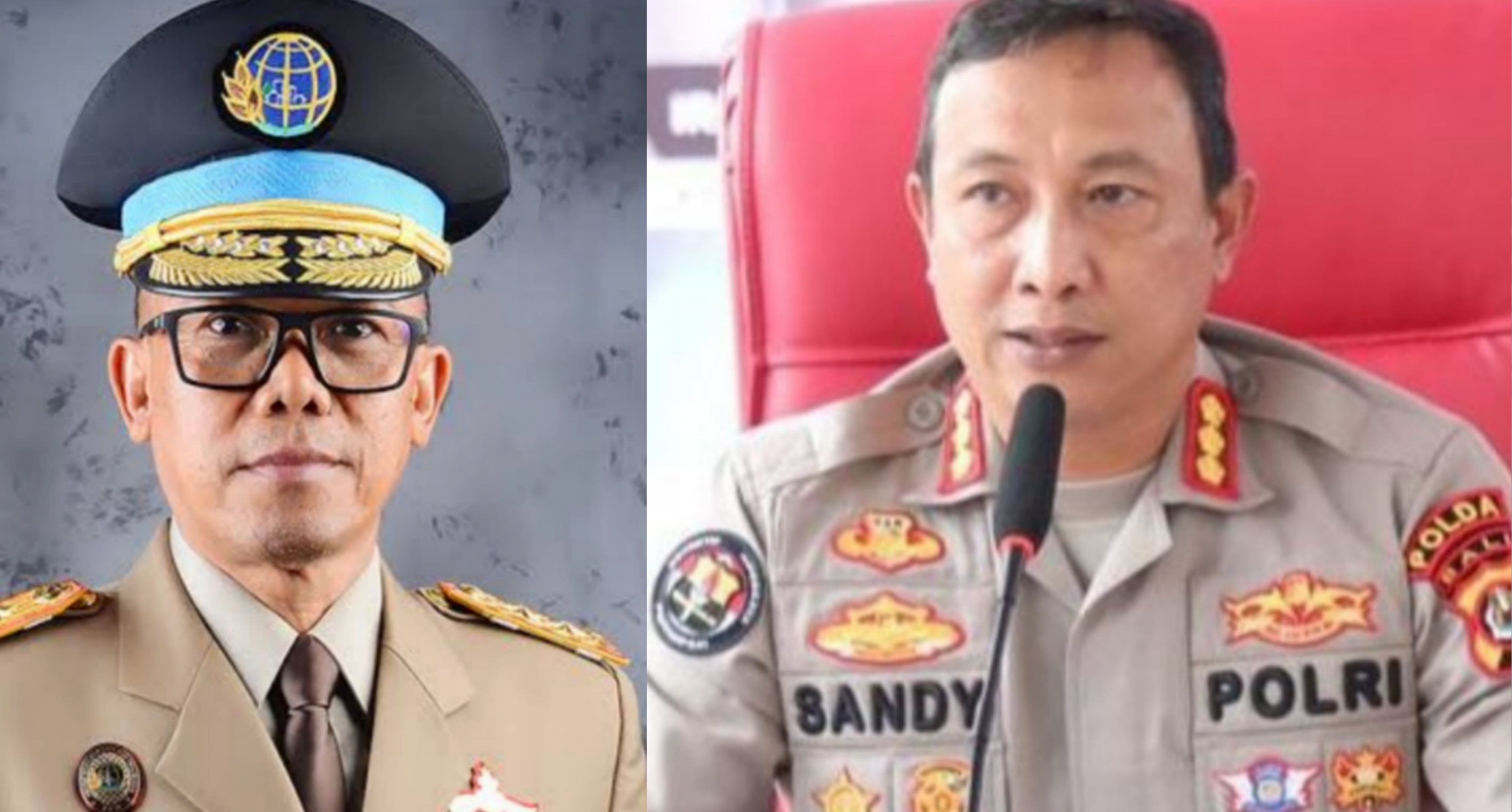 Kabid Humas Polda Bali Kombes Pol Ariasandy, SIK., dan Kepala Kantor Wilayah Badan Pertanahan Nasional (BPN) Provinsi Bali, I Made Daging, A.Ptnh., M.H yang ditetapkan tersangka.