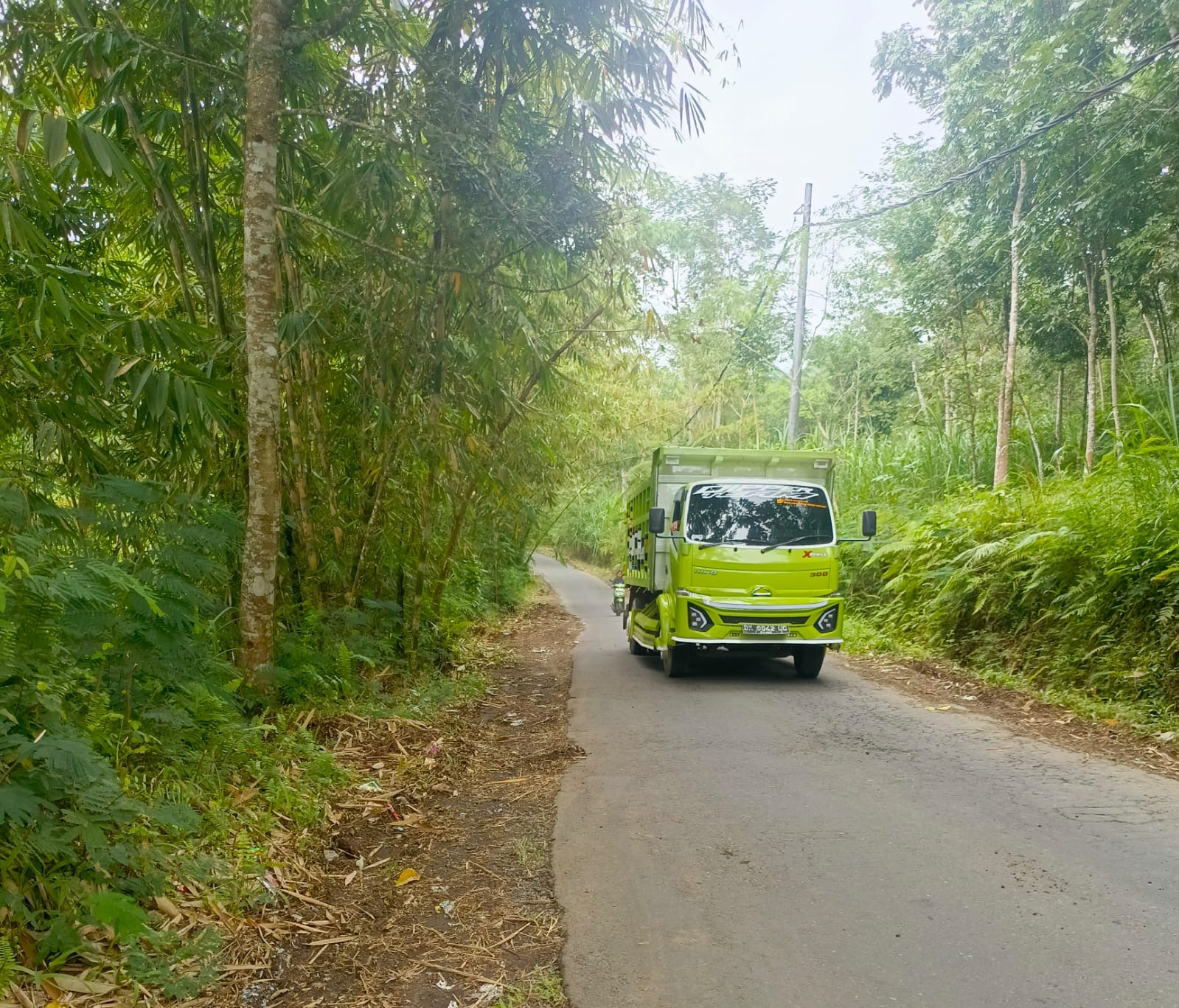 Truk pengangkut material galian c saat melintas di wilayah Desa Besakih, Sabtu (17/1) kemarin.