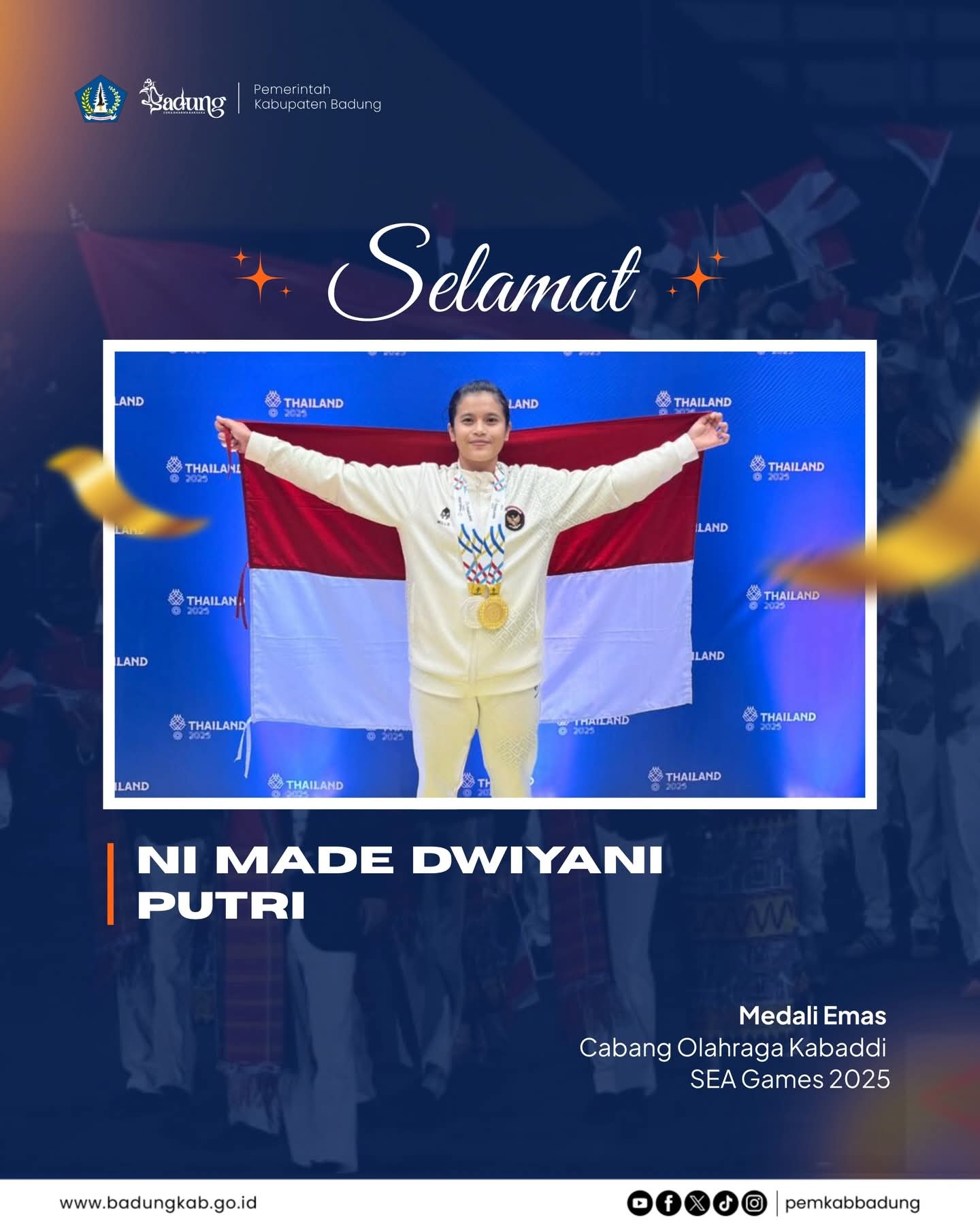 Atlet kabaddi andalan Kabupaten Badung, Ni Komang Trisna Arkasari dan Ni Made Dwiyani Putri diterima sebagai polisi dari jalur prestasi. 