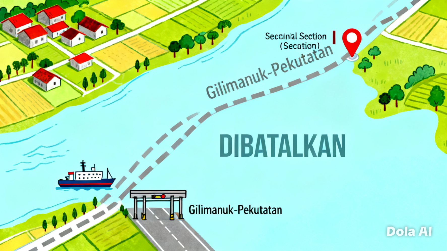Ilustrasi, Berdasarkan surat Direktur Jalan Bebas Hambatan Nomor P50102/B/BK/2026/24 tertanggal 11 Februari 2026, Seksi I yang menghubungkan Gilimanuk&ndash;Pekutatan resmi dibatalkan.