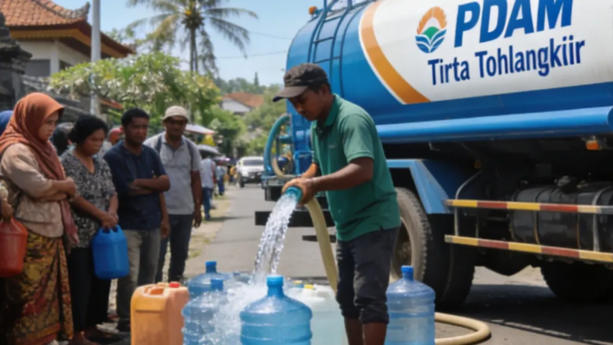 Perumda Tirta Tohlangkir tengah berupaya mengatasi kesulitan pasokan air bersih yang dialami ribuan pelanggan di lima kecamatan di Kabupaten Karangasem. (Ai) 