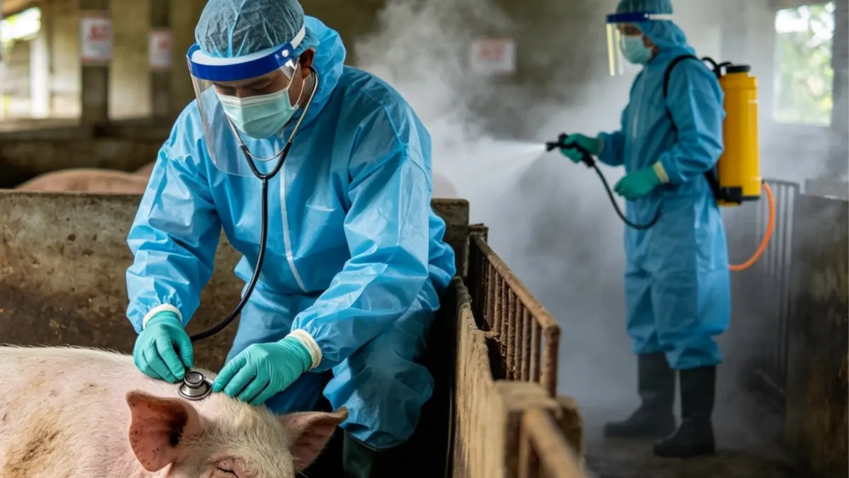Ilustrasi, dua ekor babi di wilayah Temesi, Kabupaten Gianyar, terkonfirmasi positif terjangkit virus Demam Babi Afrika atau African Swine Fever (ASF) setelah pengujian terhadap enam sampel yang diambil petugas.(Ai) 