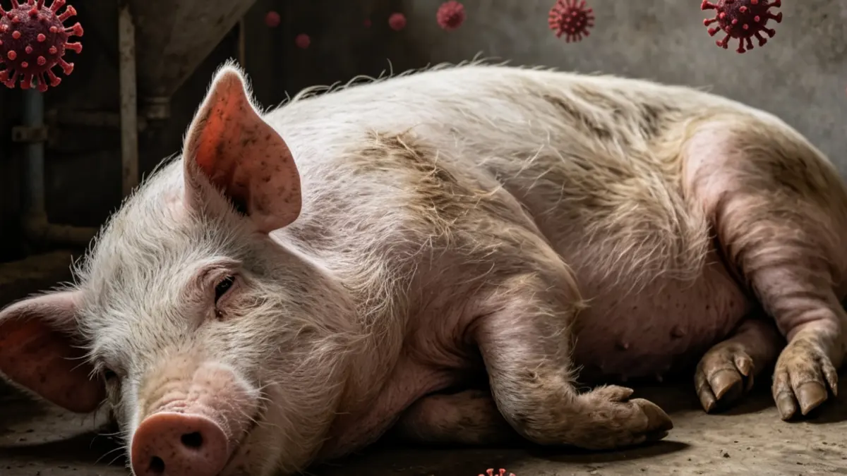 Ilustrasi penyakit African Swine Fever (ASF) atau Demam Babi Afrika terdeteksi di Kabupaten Buleleng. (Ai) 