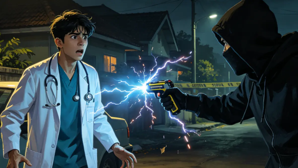 Ilustrasi percobaan pencurian kendaraan. Seorang dokter muda menjadi korban serangan pelaku yang menggunakan alat kejut listrik di kawasan Panjer, Denpasar Selatan. (Ai) 