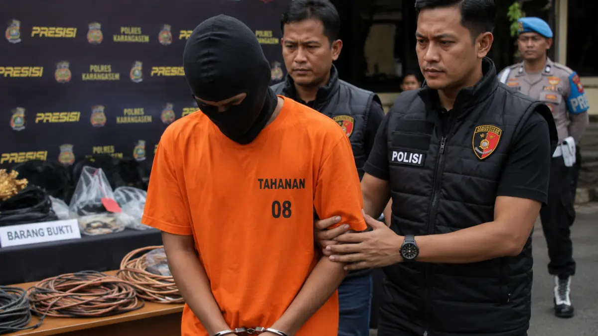 Jajaran kepolisian memperlihatkan sejumlah barang bukti dari kasus pencurian yang terjadi di wilayah Karangasem selama sebulan terakhir.(ai) 