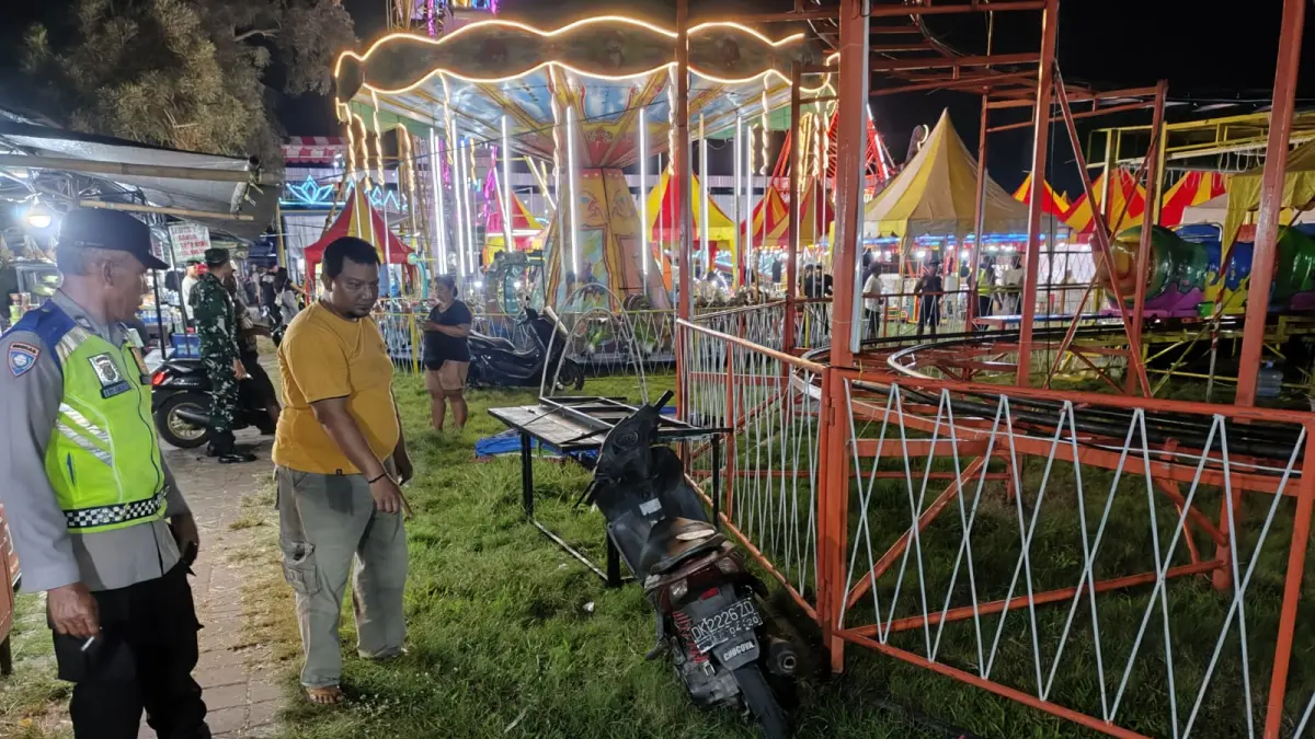Lokasi kejadian kecelakaan wahana permainan di Pasar Rakyat Desa Pergung, Kecamatan Mendoyo, Jembrana. (Foto Polsek Mendoyo) 