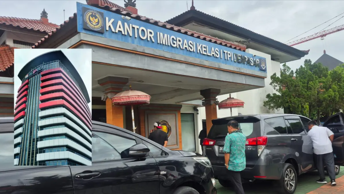 Suasana di Kantor Imigrasi Kelas I TPI Denpasar yang tetap melayani pengunjung saat tim KPK melakukan pemeriksaan di dalam gedung.(Foto Andre Sulla) 