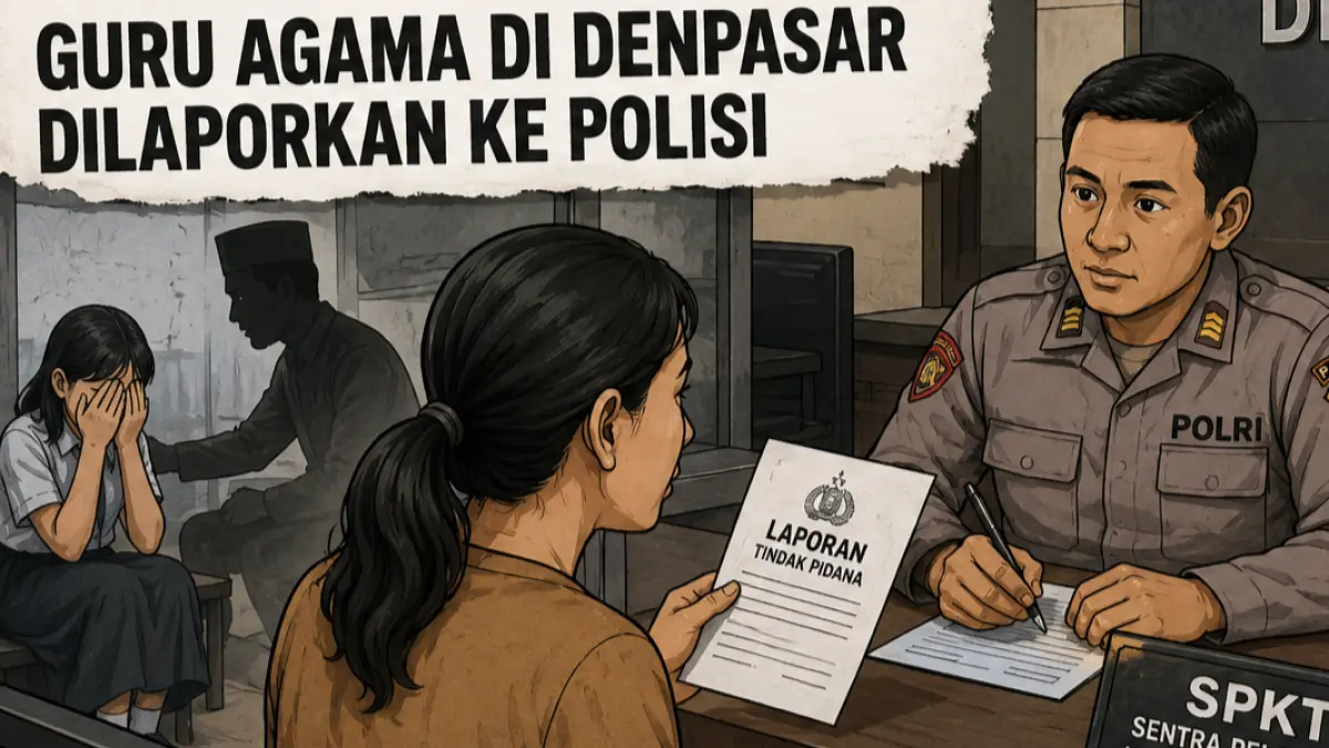 Ilustrasi kasus dugaan tindak pidana kekerasan seksual yang saat ini sedang ditangani aparat kepolisian. Terduga pelaku diduga oknum guru agama. (Ai) 