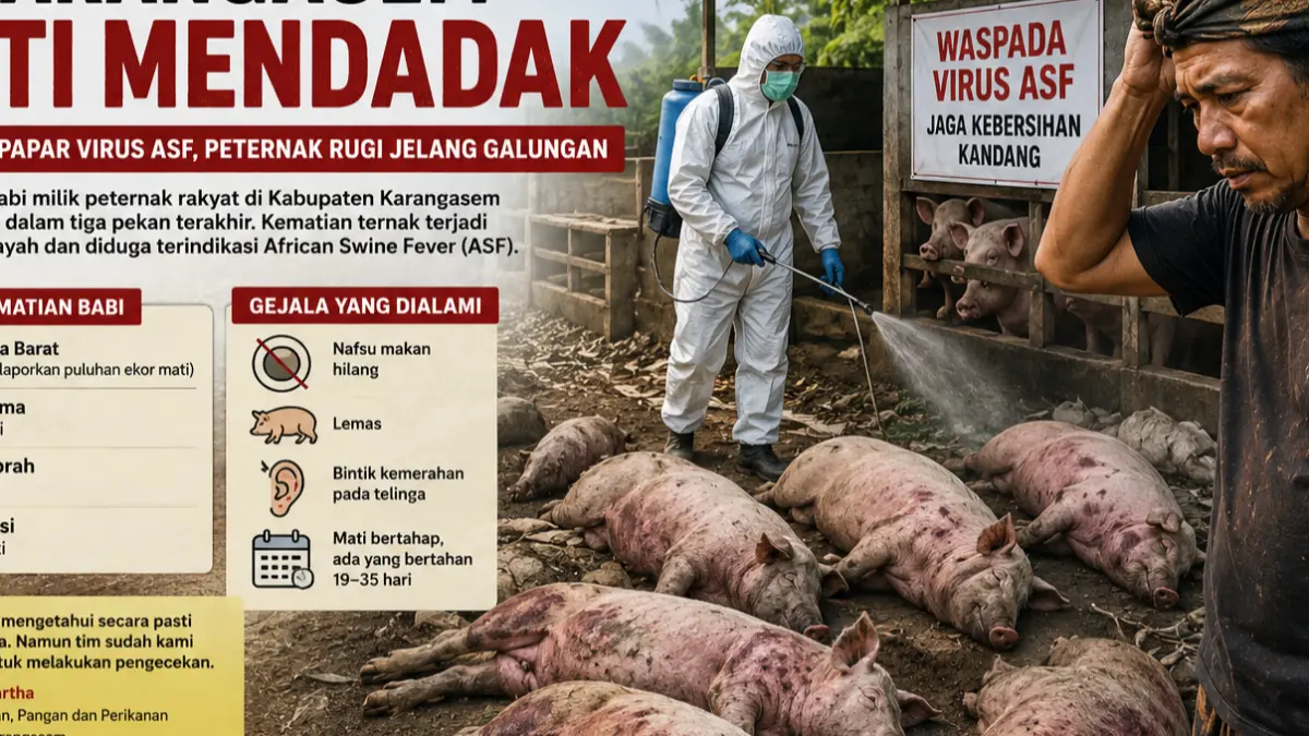 Ilustrasi, Puluhan ekor babi milik peternak rakyat di Kabupaten Karangasem dilaporkan mati mendadak dalam tiga pekan terakhir. (Ai) 