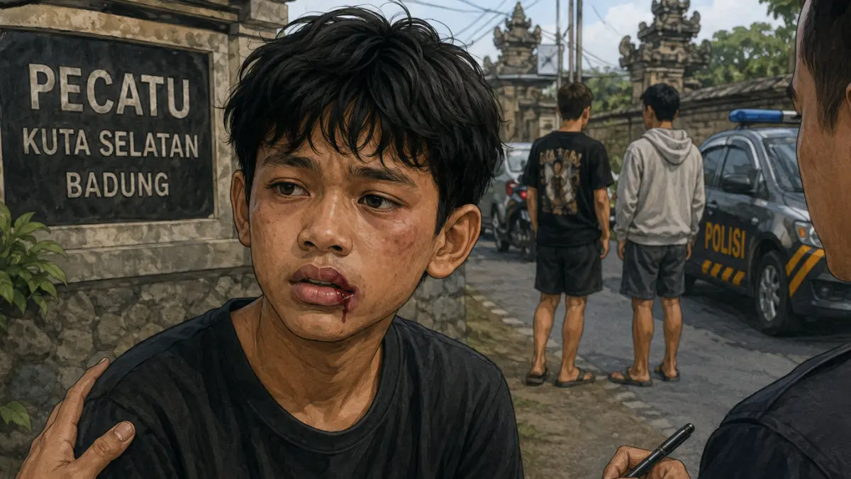 Seorang remaja berusia 15 tahun di kawasan Pecatu, Kuta Selatan, Badung, diduga menjadi korban penganiayaan hingga mengalami luka robek pada bibirnya. (Ai) 