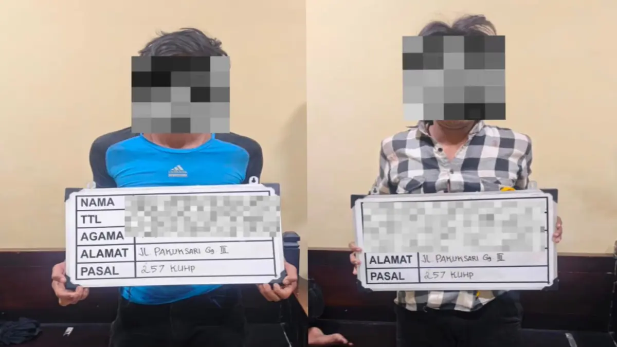 Dua terduga pelaku percobaan pencurian dibekuk Unit Reskrim Polsek Denpasar Selatan pada Kamis (2/7) kemarin. (Foto Istimewa) 
