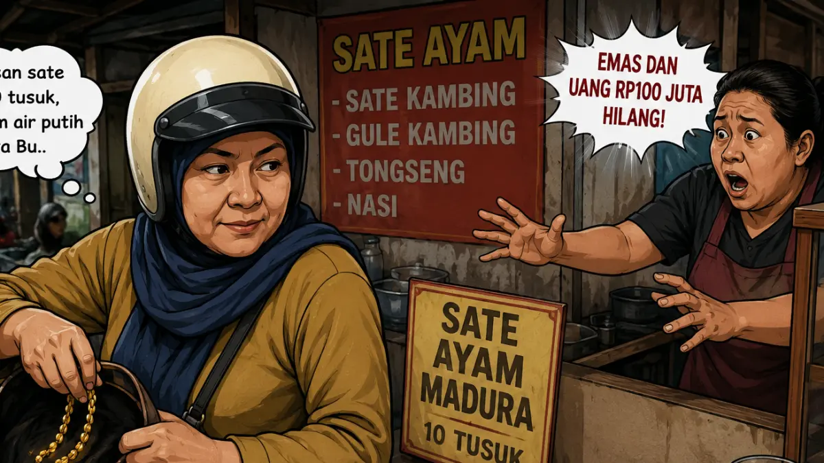 Ilustrasi, seorang pedagang sate bernama Rohimah (46) harus merelakan tas berisi perhiasan emas dan uang tunai senilai total Rp100 juta raib digondol seorang perempuan yang datang bersama anaknya di Kuta.(Ai) 