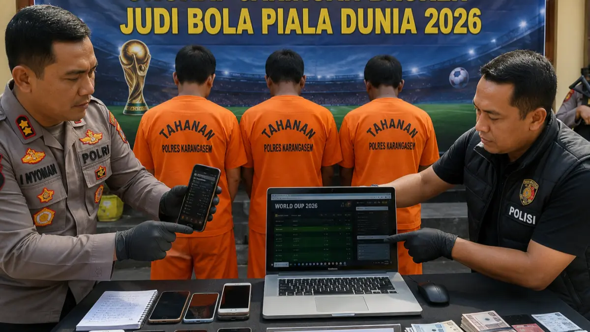 Ilustrasi,  Satreskrim Polres Karangasem berhasil membongkar jaringan perjudian bola yang memanfaatkan ajang Piala Dunia 2026. (Ai)