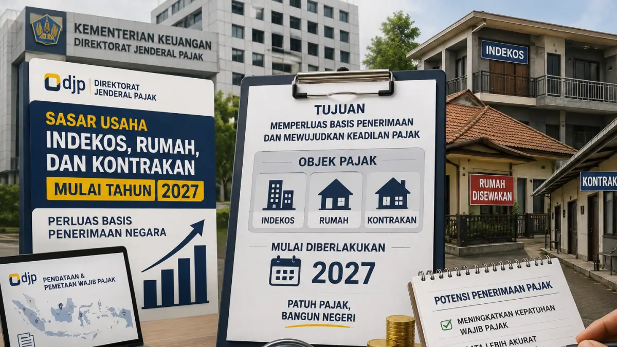 Direktorat Jenderal Pajak menyasar usaha indekos, rumah, dan kontrakan mulai tahun 2027 guna memperluas basis penerimaan negara.(Ai)