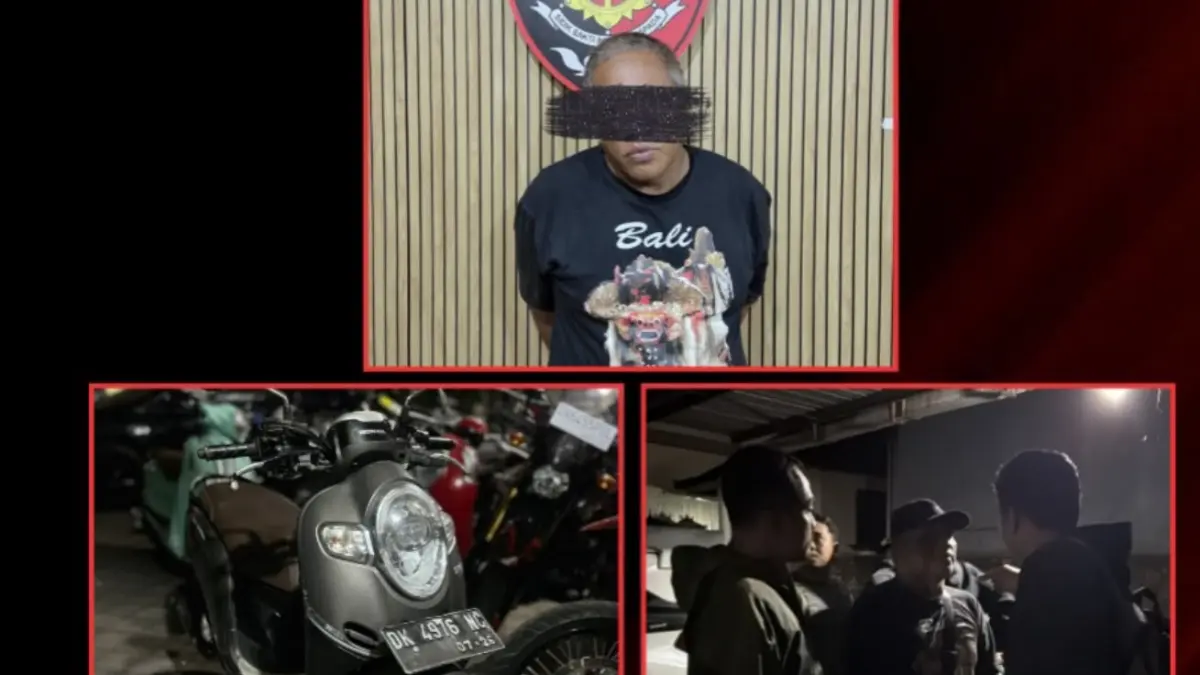 Tim URC Resmob Ditreskrimum Polda Bali mengamankan terduga pelaku pencurian sepeda motor berinisial IMGA, 49, di kawasan Jalan Tangkuban Perahu, Padangsambian, Denpasar Barat, Jumat (4/9) kalau. (Istimewa)