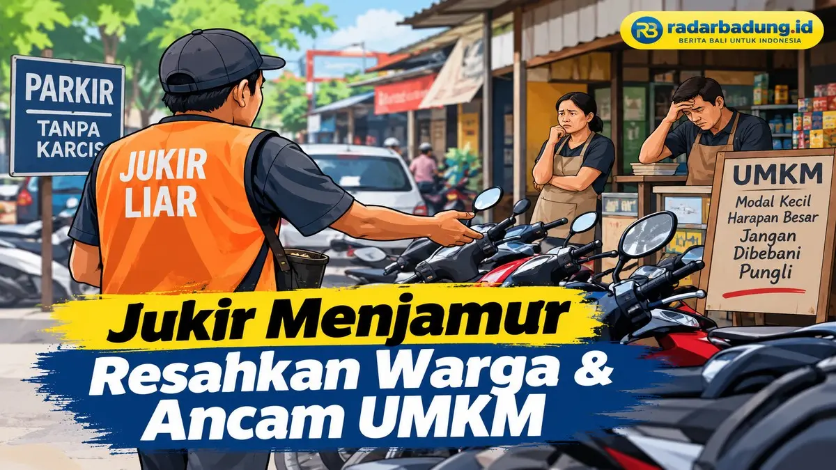 Ilustrasi, jukir menjamur di seluruh Bali yang mulai meresahkan pedagang kecil.(Ai)
