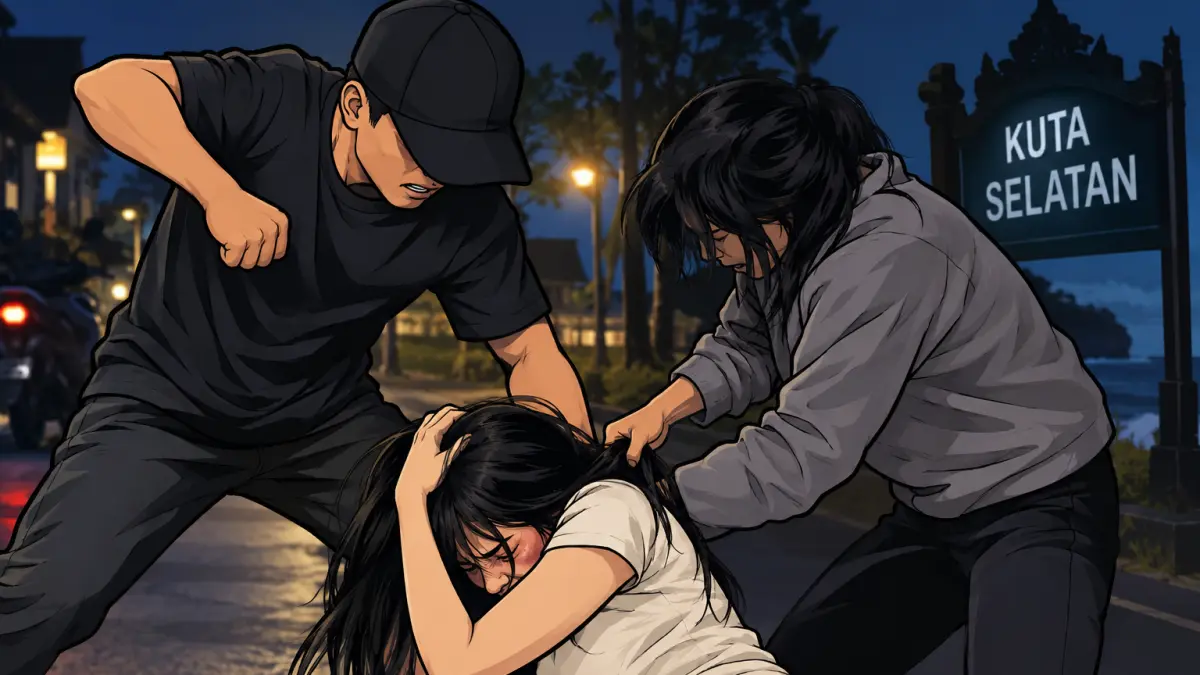 Ilustrasi, seorang wanita dikeroyok dua orang di Kuta Selatan, Badung. Kasusnya kini ditangani polisi.(Ai)