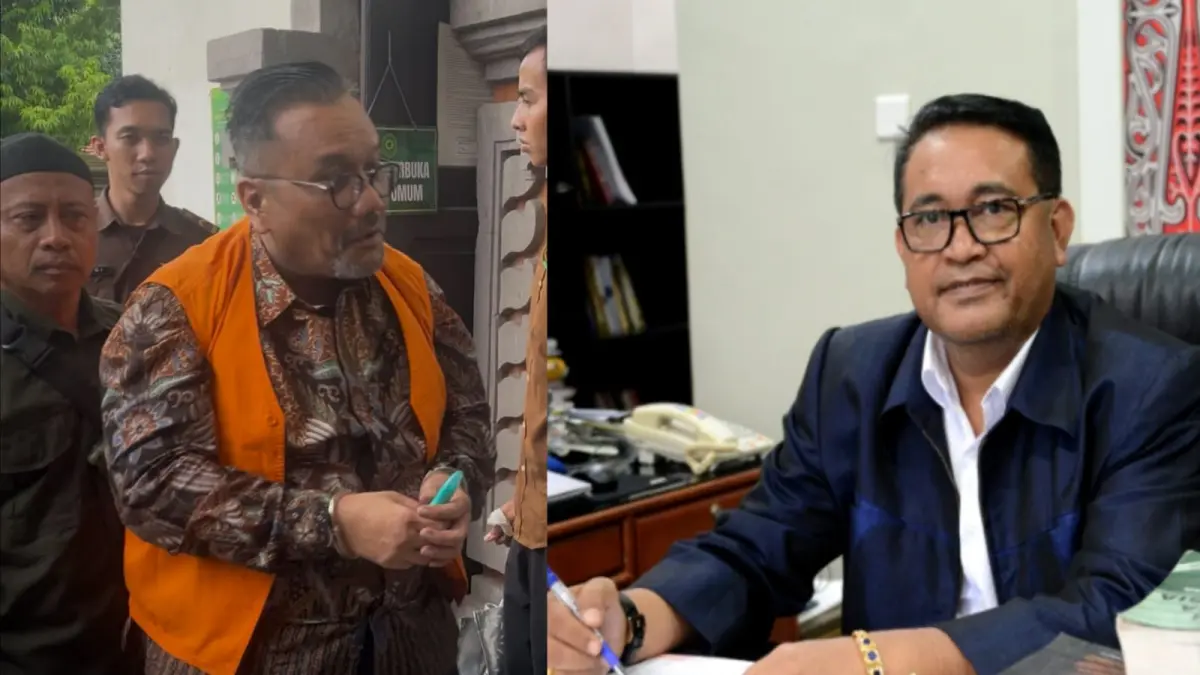 Pengacara korban, Edyanto Silalahi, S.H. dan Togar Situmorang mengenakan rompi tahanan.(Istimewa)
