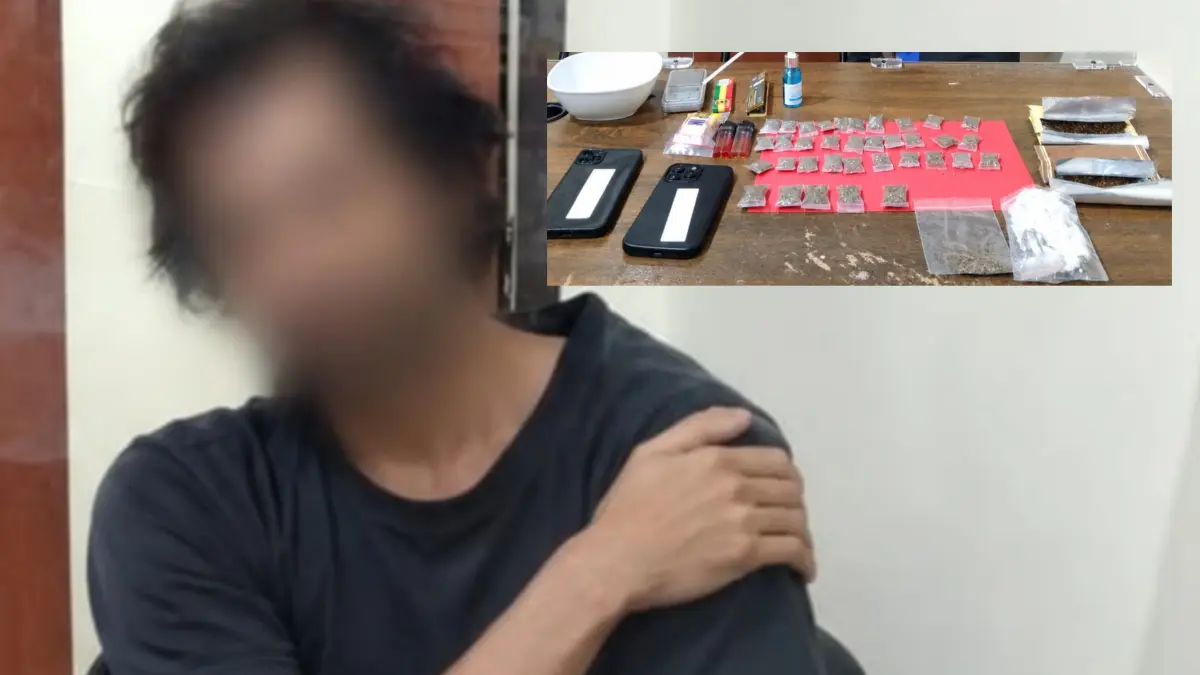 Petugas mengamankan puluhan paket diduga ganja serta tembakau mengandung narkotika sintetis dari seorang WNA Australia di apartemen kawasan Pemogan, Denpasar Selatan.(Istimewa)