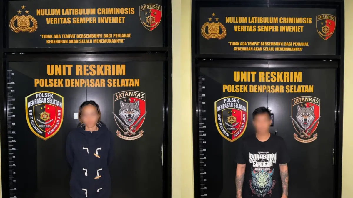 Sepasang pencuri HP di sebuah warung gorengan di Jalan Tukad Barito, Panjer, Denpasar diciduk polisi. (IST)