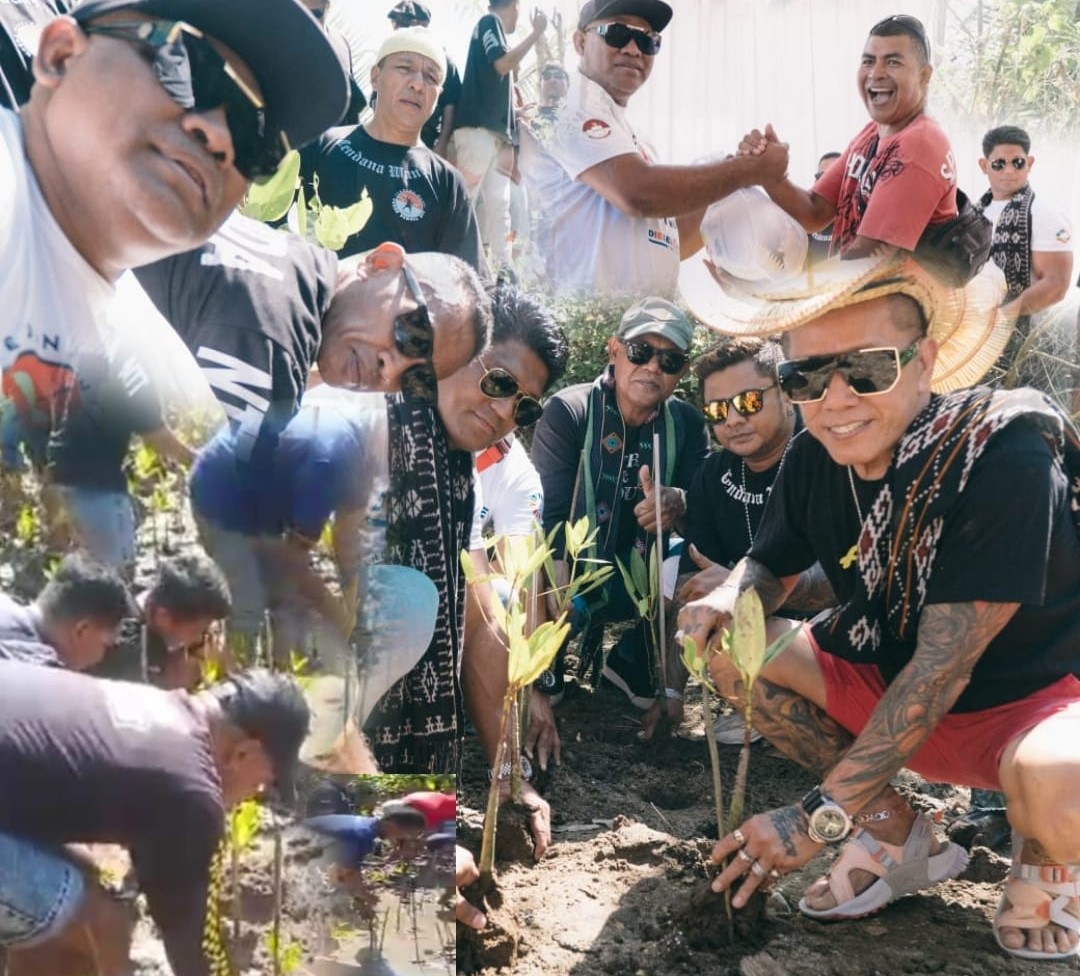 PRO EKOSISTEM: Ketua Umum FPN Adi Papa Ndale didampingi Ketua FPN Provinsi Bali Kristianus Bali, memimpin tanam mangrove di Tahura, Sabtu , 17 Juni 2023