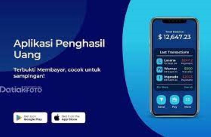 PENGHASILAN TAMBAHAN: Ilustrasi penghasil uang lewat aplikasi digital.