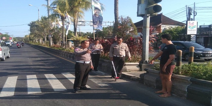 Polisi mengamankan pelaku tabrak lari di Jalan By Pass Ngurah Rai Sanur, Denpasar Selatan.