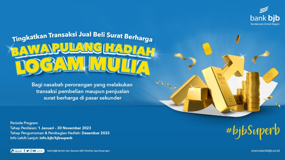 Bjb SUPERB: Bank bjb memberikan hadiah logam mulia untuk semua transaksi penjualan atau pembelian surat berharga melalui bank bjb. (bank bjb untuk Radar Bali)