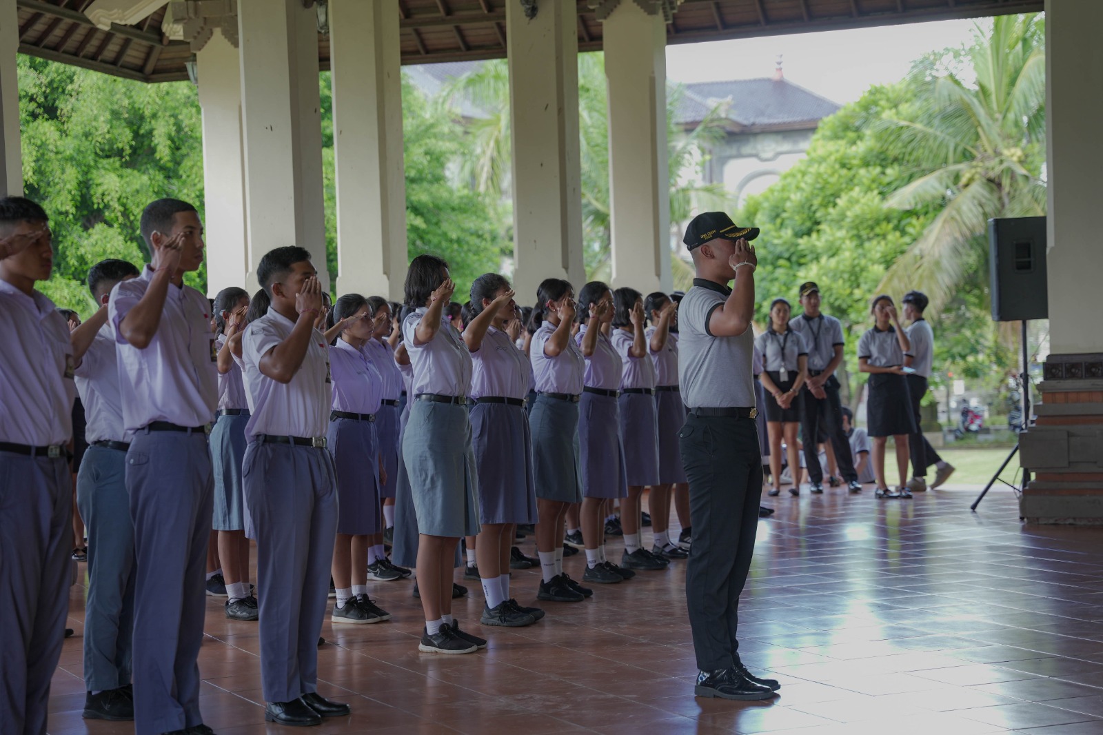BEKAL KEBANGSAAN: Pembukaan pemusatan latihan calon Paskibraka Badung di Wantilan depan,Pura Lingga Bhuana, Selasa 11 Juli 2023. (Diskominfo Badung)
