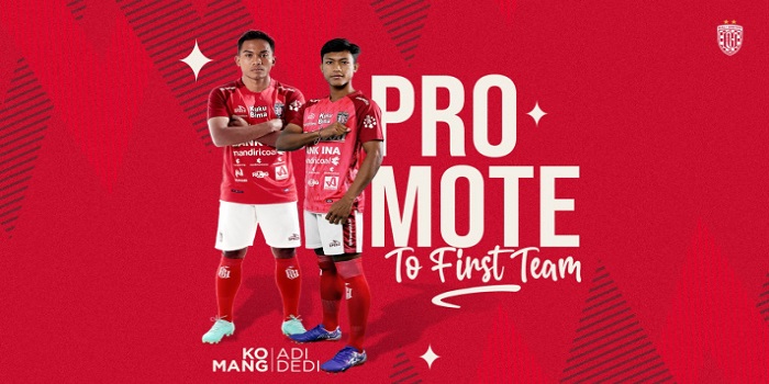 Dua pemain Bali United Youth, I Nyoman Adi Wirya Tama dan Komang Dedi Nova Tri Gunawan.