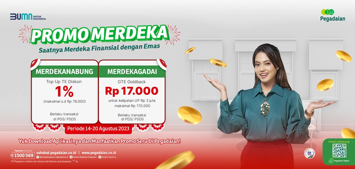 DIGITAL: Promo Merdeka untuk membantumu mewujudkan rencana finansialmu secara praktis melalui aplikasi Pegadaian Digital. (Radar Bali Photo)