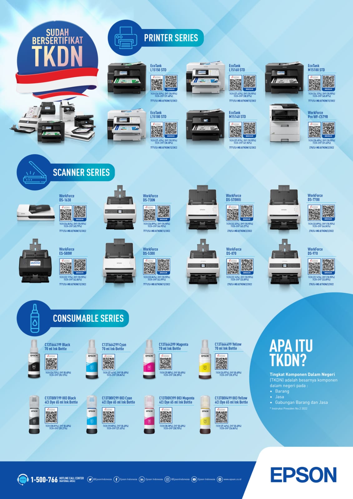 DEMI NEGERI: Serangkaian produk Epson yang kini telah resmi sesuai dengan Tingkat Komponen Dalam Negeri (TKDN). (RADAR BALI PHOTO)