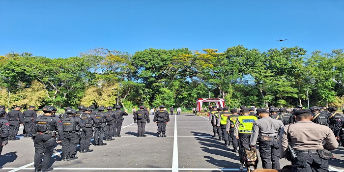 Polda Bali mempersipkan anggotanya dalam menyambut tiga Event Internasional mulai tanggal 21 hingga 26 Agustus mendatang.
