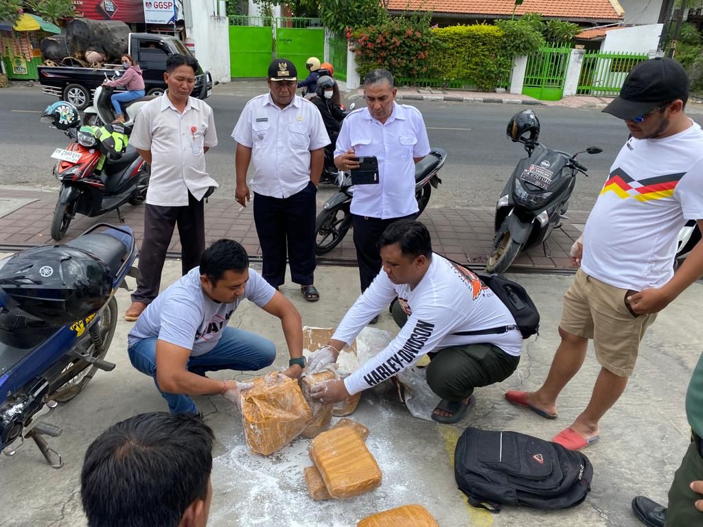 JARINGAN MEDAN: Petugas Badan Narkotika Nasional (BNN) Provinsi Bali tangkap seorang pria inisial KD dengan barang bukti ganja seberat 7 Kg.